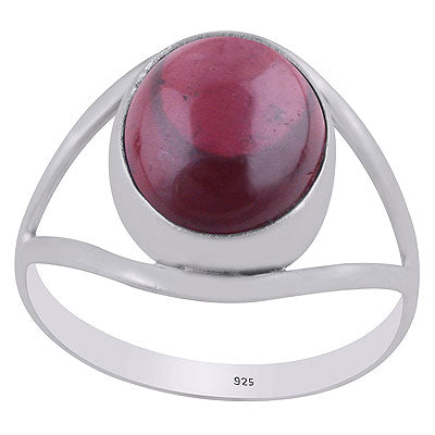 Alluring Split Work Around Garnet Oval Shape 925 Sterling Solid Silver Ring - R3400541-2