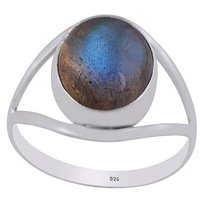 Alluring Split Work Around Labradorite Oval Shape 925 Sterling Solid Silver Ring - R3400541-5