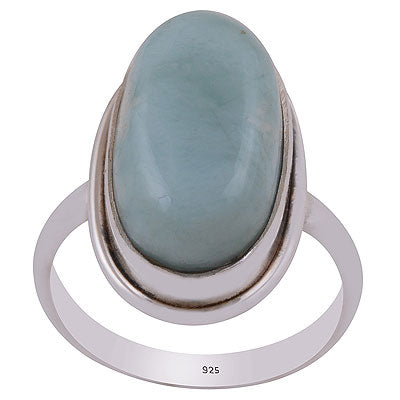 Stunning Plain Statement Larimar Oval Shape 925 Sterling Solid Silver Ring - R3400576-579