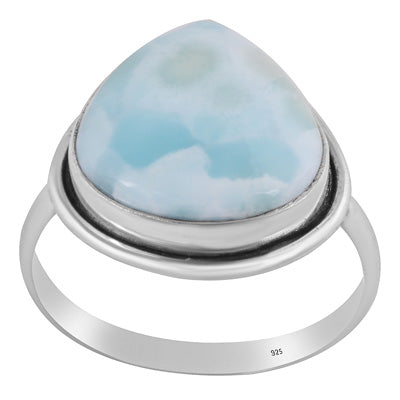 Stunning Plain Statement Larimar Pear Shape 925 Sterling Solid Silver Ring - R3400576-640