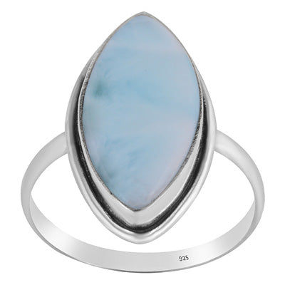 Stunning Plain Statement Larimar Marquise Shap 925 Sterling Solid Silver Ring - R3400576-641