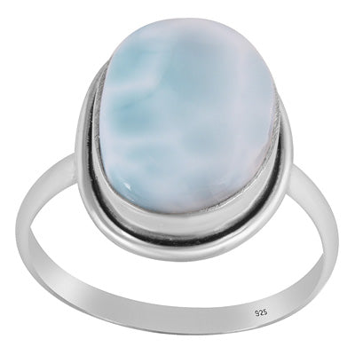 Stunning Plain Statement Larimar Fancy Shape 925 Sterling Solid Silver Ring - R3400576-645