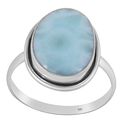 Stunning Plain Statement Larimar Fancy Shape 925 Sterling Solid Silver Ring - R3400576-646