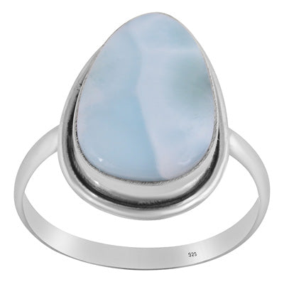 Stunning Plain Statement Larimar Fancy Shape 925 Sterling Solid Silver Ring - R3400576-649