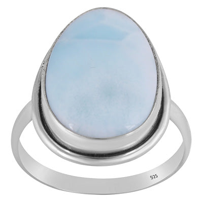 Stunning Plain Statement Larimar Fancy Shape 925 Sterling Solid Silver Ring - R3400576-650