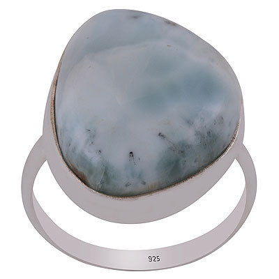 Stunning Larimar Fancy Shape 925 Sterling Solid Silver Ring - R3400578-721