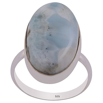 Stunning Larimar Oval Shape 925 Sterling Solid Silver Ring - R3400578-737