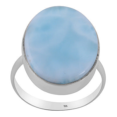 Stunning Larimar Oval Shape 925 Sterling Solid Silver Ring - R3400578-765