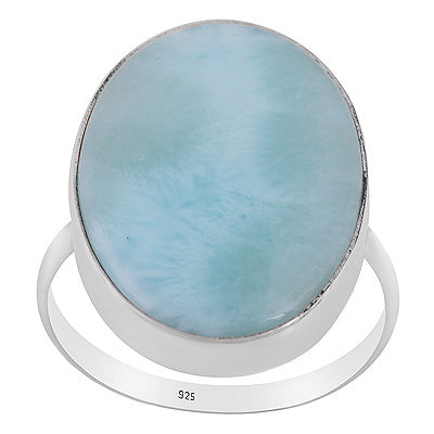 Stunning Larimar Oval Shape 925 Sterling Solid Silver Ring - R3400578-767