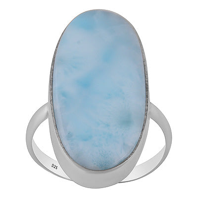 Stunning Larimar Oval Shape 925 Sterling Solid Silver Ring - R3400578-768