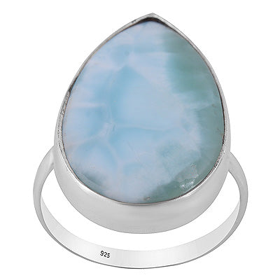 Stunning Larimar Pear Shape 925 Sterling Solid Silver Ring - R3400578-769