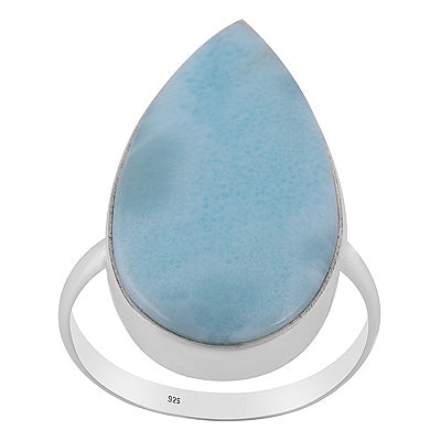 Stunning Larimar Pear Shape 925 Sterling Solid Silver Ring - R3400578-772