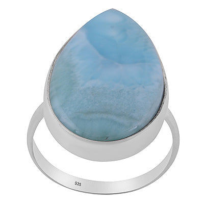 Stunning Larimar Pear Shape 925 Sterling Solid Silver Ring - R3400578-773