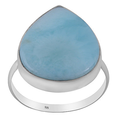 Stunning Larimar Pear Shape 925 Sterling Solid Silver Ring - R3400578-774