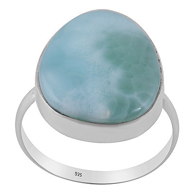Stunning Larimar Egg Shape 925 Sterling Solid Silver Ring - R3400578-776