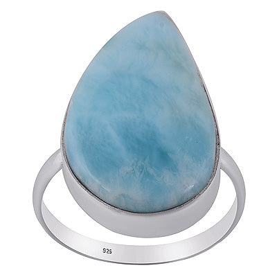 Stunning Larimar Fancy Shape 925 Sterling Solid Silver Ring - R3400578-778