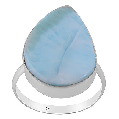 Stunning Larimar Fancy Shape 925 Sterling Solid Silver Ring - R3400578-780