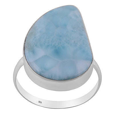 Stunning Larimar Fancy Shape 925 Sterling Solid Silver Ring - R3400578-781
