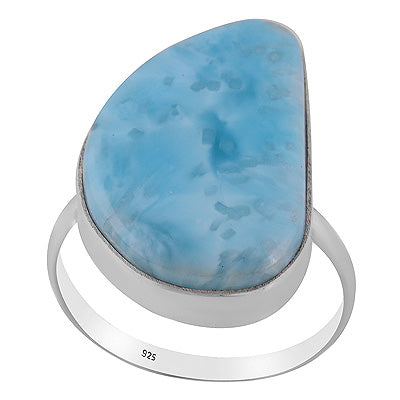Stunning Larimar Fancy Shape 925 Sterling Solid Silver Ring - R3400578-783