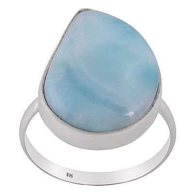 Stunning Larimar Fancy Shape 925 Sterling Solid Silver Ring - R3400578-784