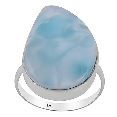 Stunning Larimar Fancy Shape 925 Sterling Solid Silver Ring - R3400578-785