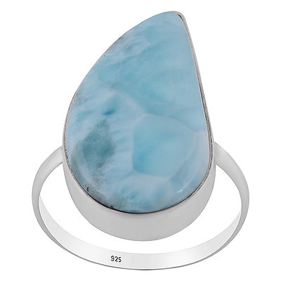 Stunning Larimar Fancy Shape 925 Sterling Solid Silver Ring - R3400578-786