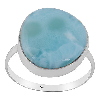 Stunning Larimar Fancy Shape 925 Sterling Solid Silver Ring - R3400578-788