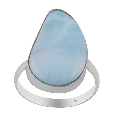 Stunning Larimar Fancy Shape 925 Sterling Solid Silver Ring - R3400578-792
