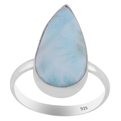Stunning Larimar Pear Shape 925 Sterling Solid Silver Ring - R3400578-793