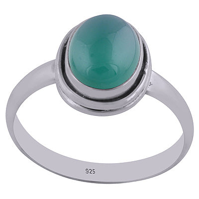 Gorgeous Double wire Setting Green Onyx Oval Shape 925 Sterling Solid Silver Ring - R3400587-53