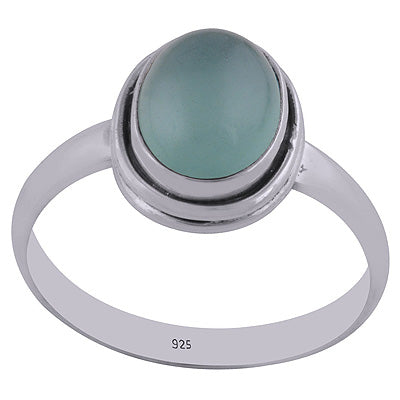 Gorgeous Double wire Setting Aqua Chalcedony Oval Shape 925 Sterling Solid Silver Ring - R3400587-61