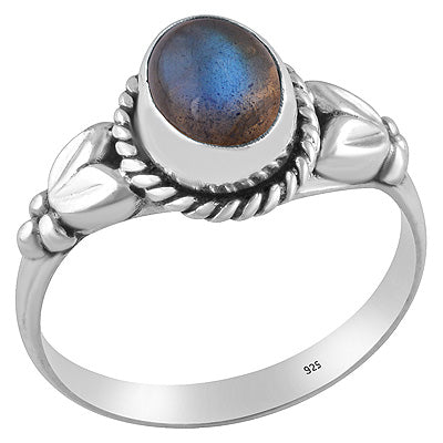 Gorgeous Handwork Around Labradorite Oval Shape 925 Sterling Solid Silver Ring - R3400588-101