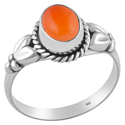 Gorgeous Handwork Around Carnelian Oval Shape 925 Sterling Solid Silver Ring - R3400588-104