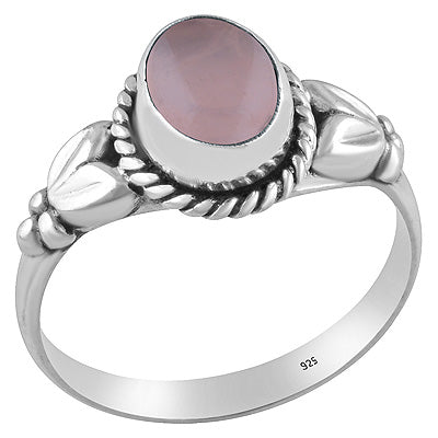 Gorgeous Handwork Around Rose Quartz Oval Shape 925 Sterling Solid Silver Ring - R3400588-165