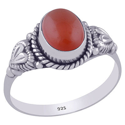 Gorgeous Handwork Around Carnelian Oval Shape 925 Sterling Solid Silver Ring - R3400589-182