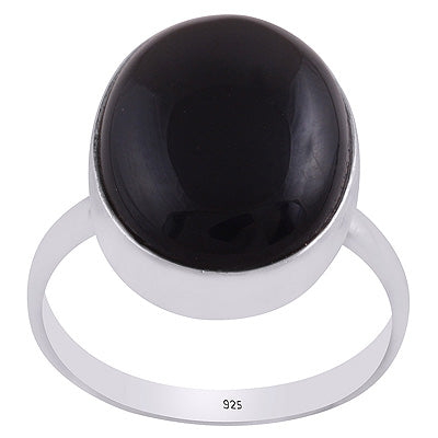 Beautifully Seated Gemstone Black Onyx Oval Shape 925 Sterling Solid Silver Rings - R3400597-165