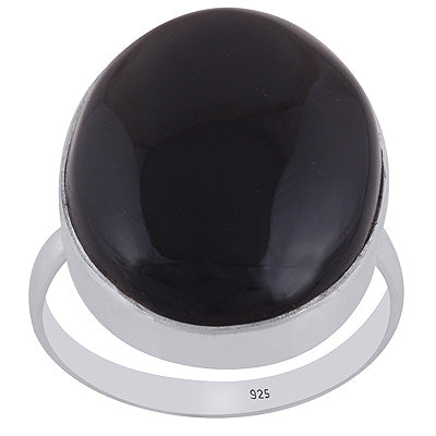Beautifully Seated Gemstone Black Onyx Oval Shape 925 Sterling Solid Silver Rings - R3400597-166