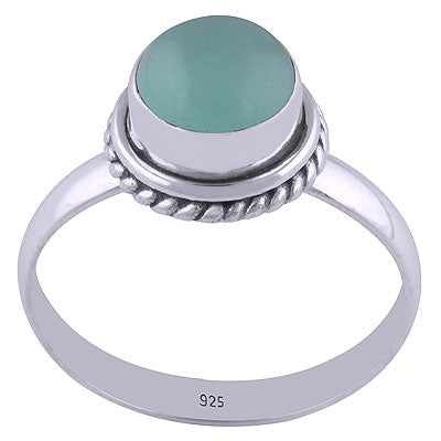 Gorgeous Twisted Wire Around Aqua Chalcedony Round Shape 925 Sterling Solid Silver Ring - R3400602-113