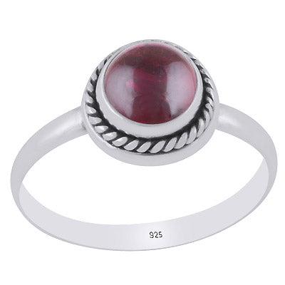 Gorgeous Twisted Wire Around Garnet Round Shape 925 Sterling Solid Silver Ring - R3400621-41