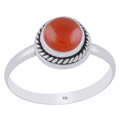 Gorgeous Twisted Wire Around Carnelian Round Shape 925 Sterling Solid Silver Ring - R3400621-46