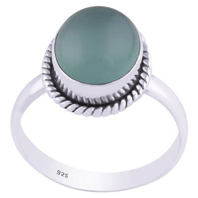 Authentic Wire Work Around Aqua Chalcedony Oval Shape 925 Sterling Solid Silver Ring - R3400624-10