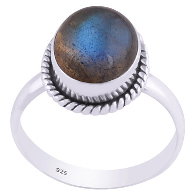 Authentic Wire Work Around Labradorite Oval Shape 925 Sterling Solid Silver Ring - R3400624-5