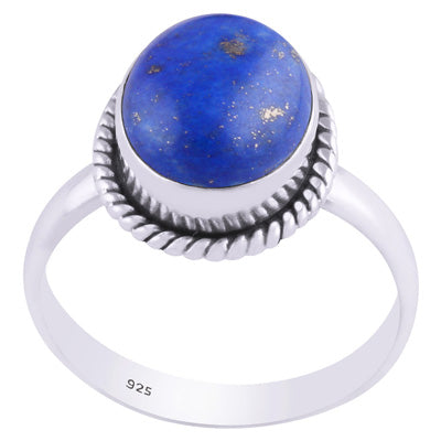Authentic Wire Work Around Lapis Oval Shape 925 Sterling Solid Silver Ring - R3400624-6