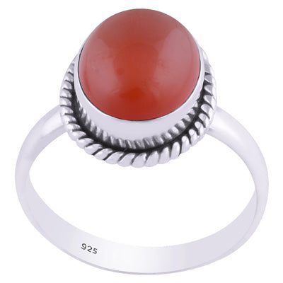 Authentic Wire Work Around Carnelian Oval Shape 925 Sterling Solid Silver Ring - R3400624-7