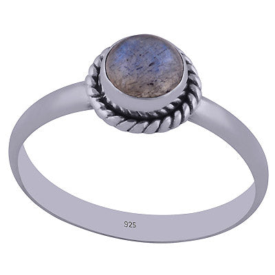 Stunning Wire Work Around Labradorite Round Shape 925 Sterling Solid Silver Ring - R3400632-1