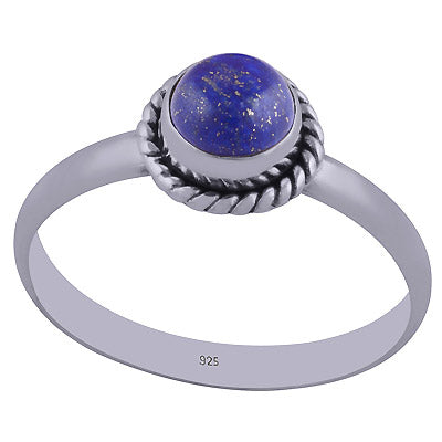 Stunning Wire Work Around Lapis Round Shape 925 Sterling Solid Silver Ring - R3400632-20