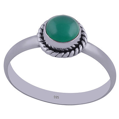 Stunning Wire Work Around Green Onyx Round Shape 925 Sterling Solid Silver Ring - R3400632-211