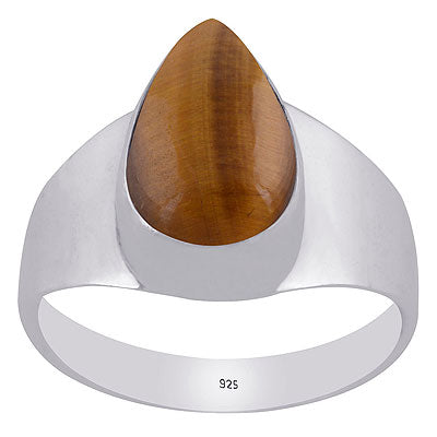 Alluring Shaped Shank Around Tiger's Eye Pear Shape 925 Sterling Solid Silver Ring - R3400634-75