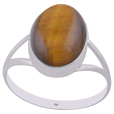 Stylish Split Shank Around Tiger's Eye Oval Shape 925 Sterling Solid Silver Ring - R3400635-11