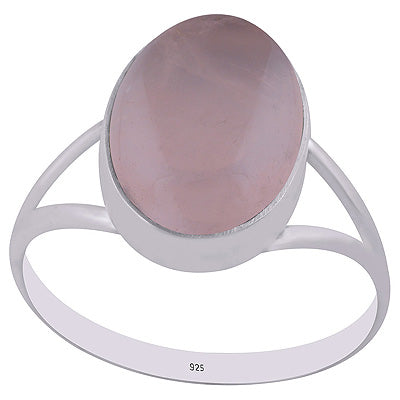 Stylish Split Shank Around Rose Quartz Oval Shape 925 Sterling Solid Silver Ring - R3400635-13